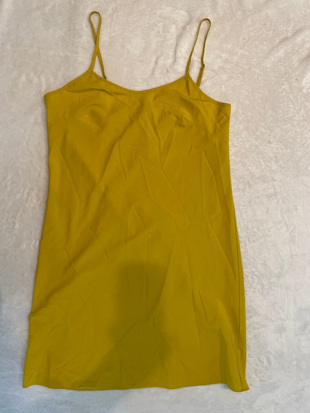 NANETTE LEPORE Women's Cami Nightie Slip Dress Size 10 Mustard Scoop Neck